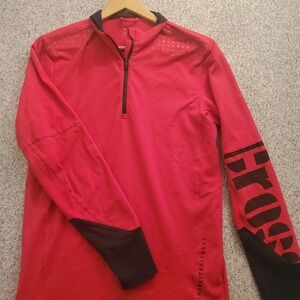 Reebok CrossFit Shirt Mens Small Red Long  Sleeve Quarter Zip Active Wear